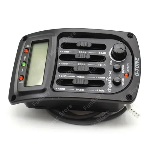 Imagen 2 del producto Pastilla de guitarra acústica Cherub GS-3 EQ de 4 bandas con sintonizador cromático de fase y LCD pastillas piezoeléctricas para guitarra acústica