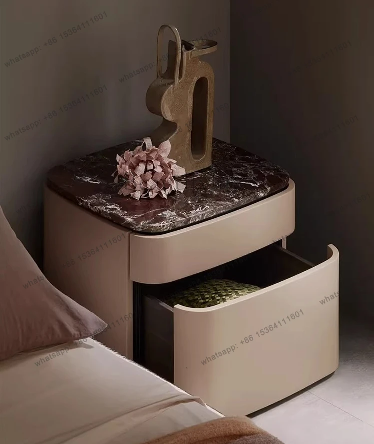 

Итальянский минималистичный прикроватный комод в современном стиле с закругленными краями, прикроватная тумбочка из сланца