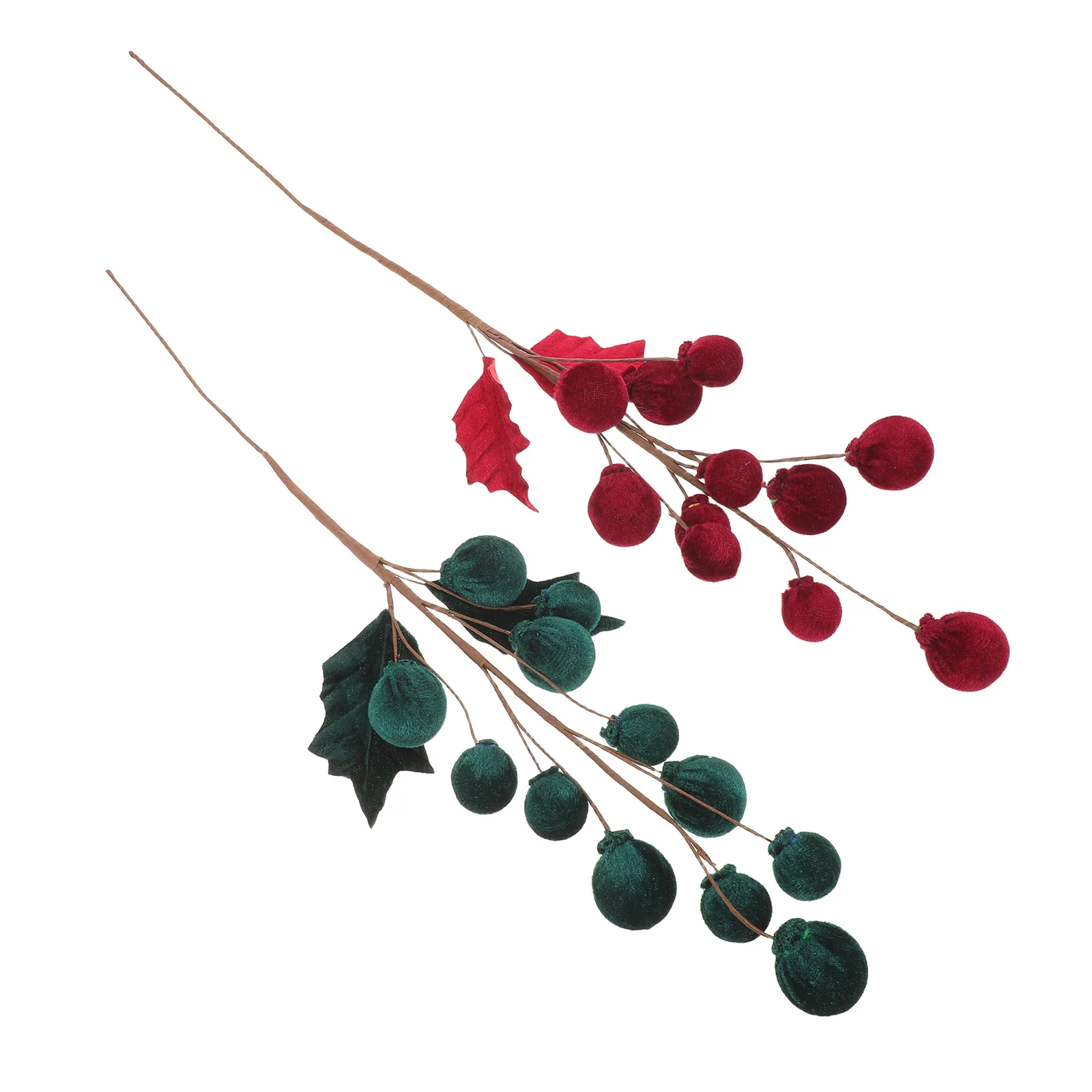 

2pcs Christmas Decorations picks Artificial Berry Stems Faux Pine Branches For Xmas Tree Garland Wreath Craft