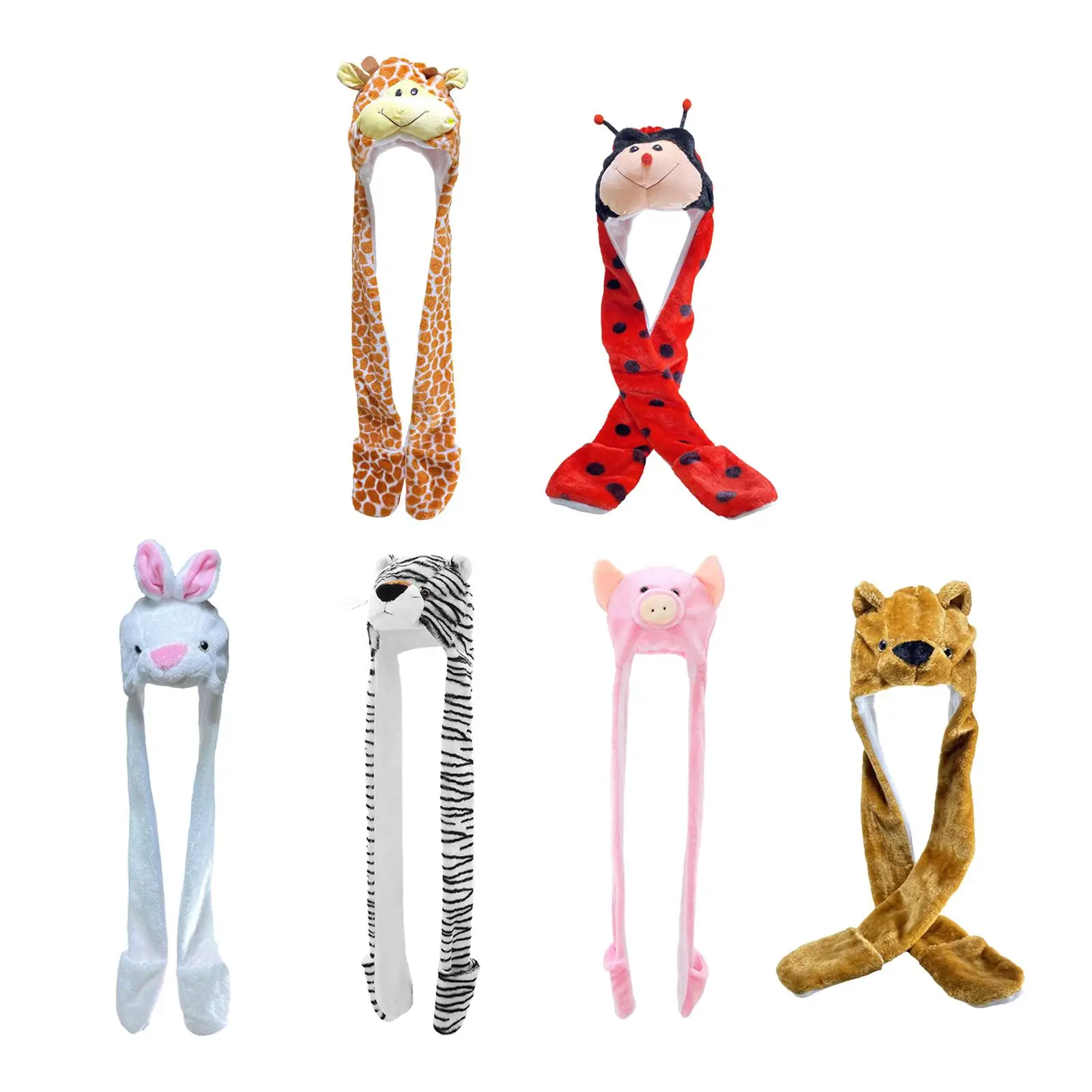 Adorable Plush Animal Hat Gloves Scarf for Women Girls Fancy Dress hat