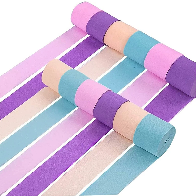 

FULL-12 Rolls Crepe Paper Pastel Streamers Party Supplies Decorations For Kids Birthday Party Baby Shower Bridal Shower