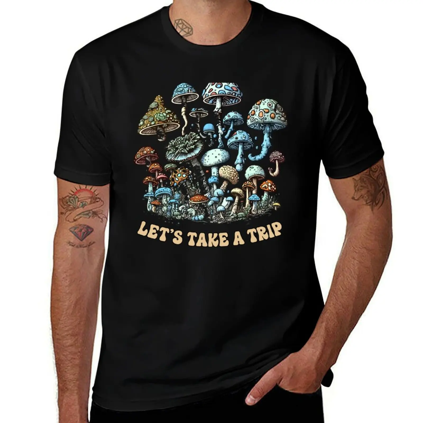 Let's Take A Trip - Shrooms T-Shirt Basic Breathable Solid Color T-Shirt