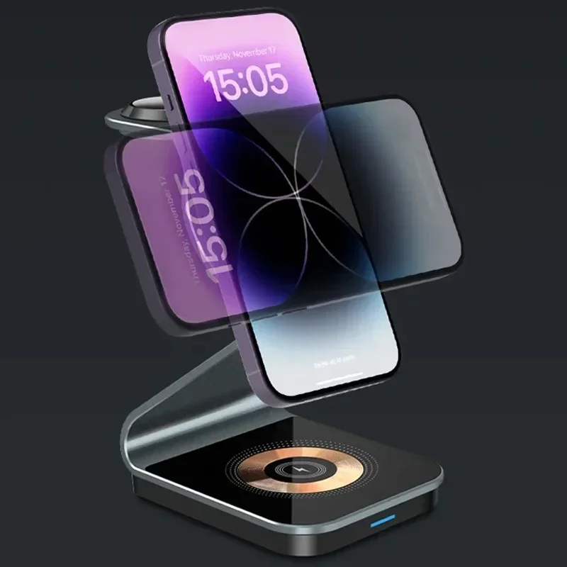 Magnetic Wireless Charger 3 in 1 Charging Station 15W Fast Charging Stand for iPhone 15 Pro Max 12/13/14/Apple Watch/AirPods Pro