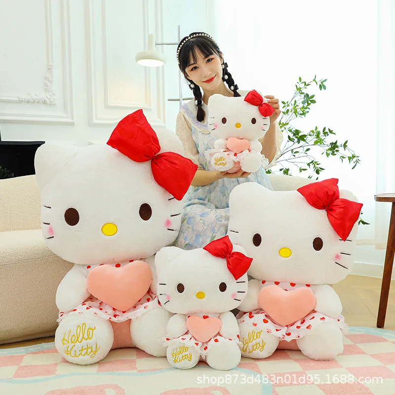 Cute Cartoon Kt Cat Plush Toy Doll Flower Skirt Heart Hugging Butterfly Katie Cat Pillow Life  Doll Plush Sitting Children Gift