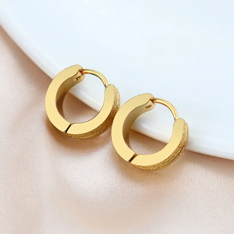 Stainless Steel Hoop Earrings Women 9 Style Vintage Simple Gold Color Ear Buckle Korean Fashion Retro Cartilage Piercing KBE113