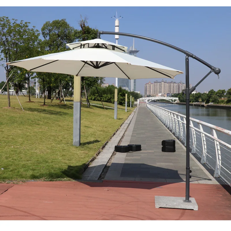 Sombrilla aplicable para exteriores, soporte para sombrilla de jardín para ocio al aire libre, terraza grande para el sol, plátano