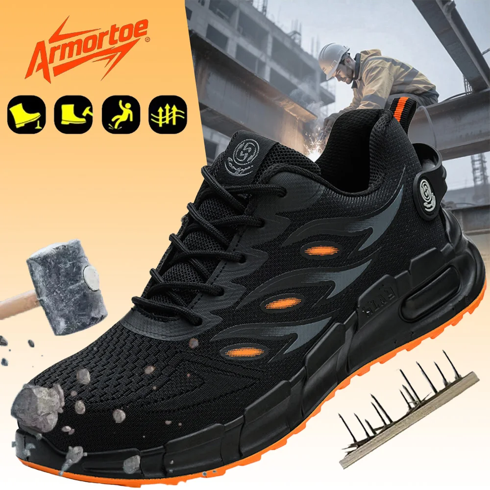 

ArmorToe Men's Knit Safety Shoes Composite Toe Anti-Impact Metal Chip Resistant Breathable Construction Work Footwear #Armor2800