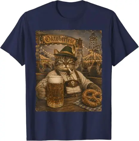 Oktoberfest Herren Lederhosen Lustiges Deutsches Biertrink-Meme T-Shirt Y2k Oktoberfest Kostüm Grafik Katze Papa Trinker T-Shirt Geschenk – Detail 15