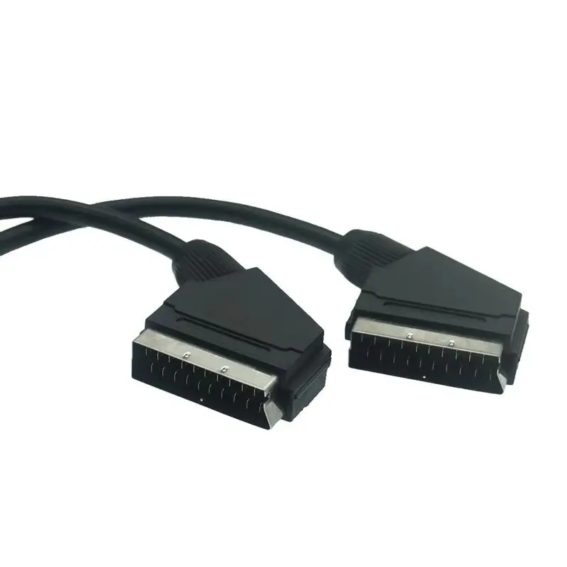 Europese standaard Scart Line 21-pins mannelijk naar mannelijk verlengkabel Bezemkop Europese audio- en video-verlengkabel 1,5 meter