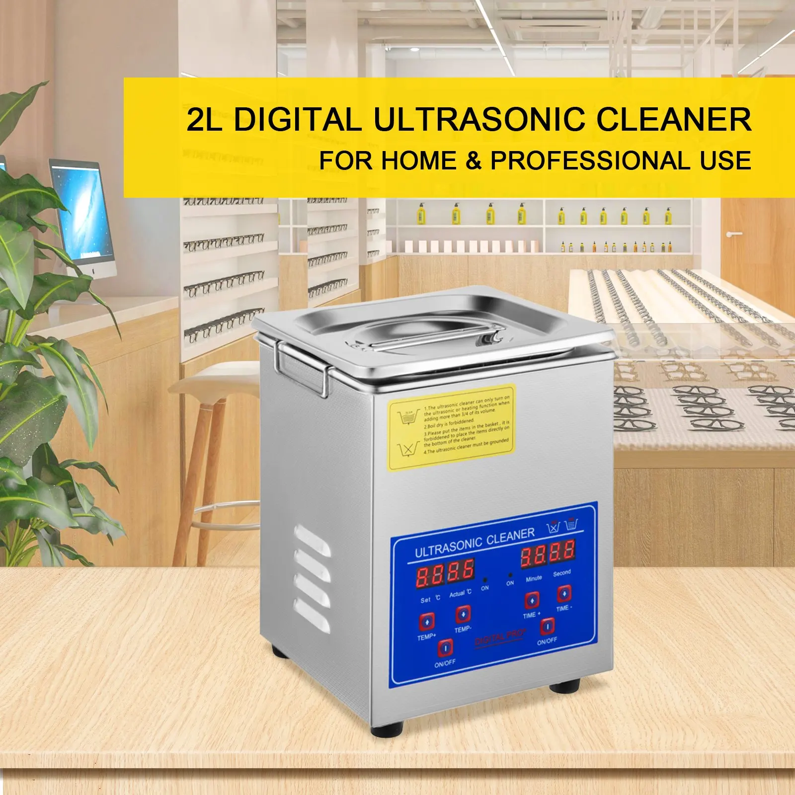 Ultrasonic Cleaner 2L Digital Ultrasonic Parts Cleaner with Timer 40kHz 304 Stainless Steel Ultrasonic Cleaning Jewelry Machine