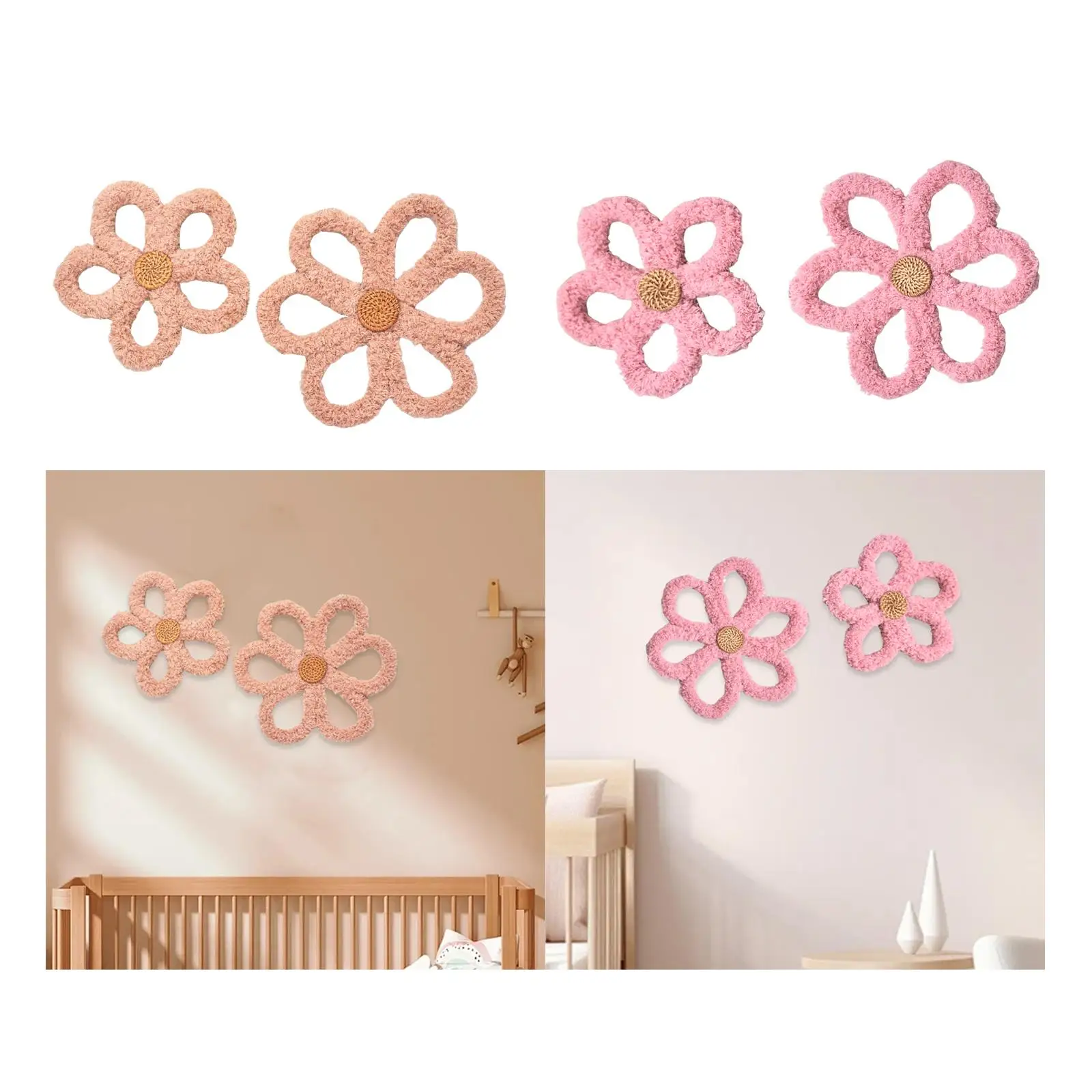 

2Pcs Daisy Wall Art Crafts Hanging Plaque for Bathroom Bedroom Decoration