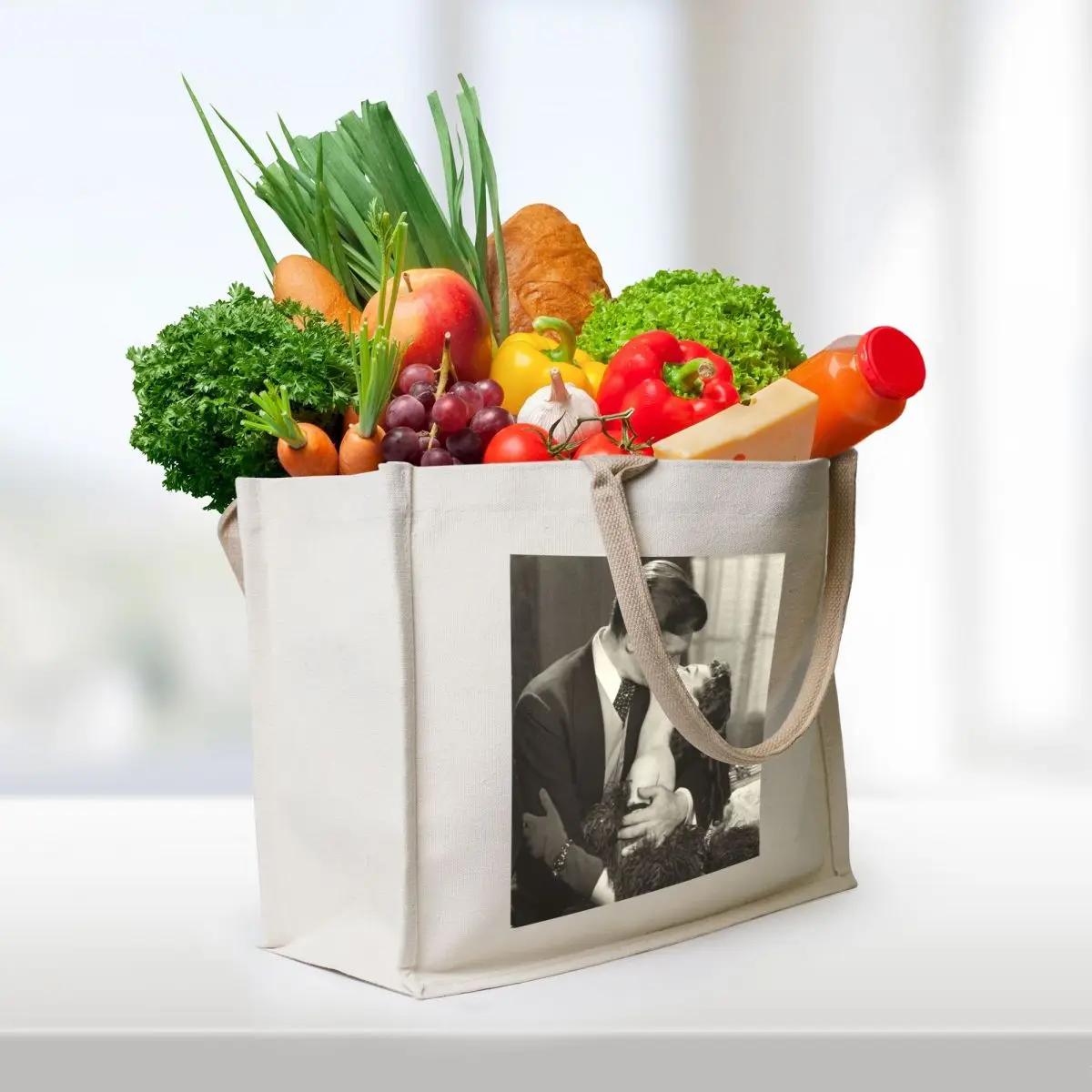Gone With The Wind Kiss Photo Tote Bag reusable shopping bags tote bag men's Big bag women