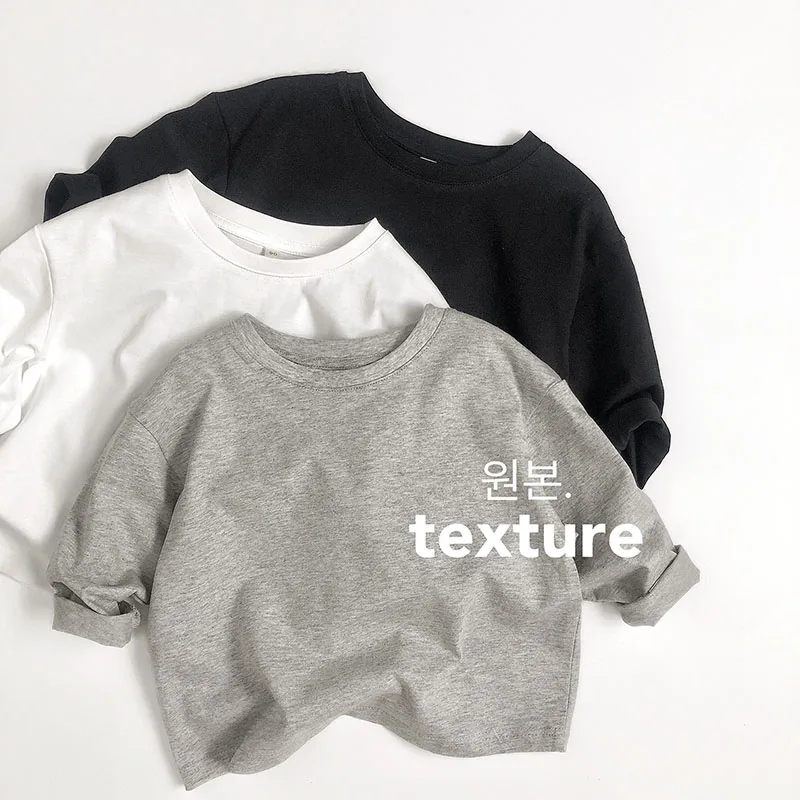 2026 New Spring Kids T-shirt 2-7T Solid Color Girls Bottoming Shirt Thin Loose Children Undershirts Versatile Boys Clothes Tops