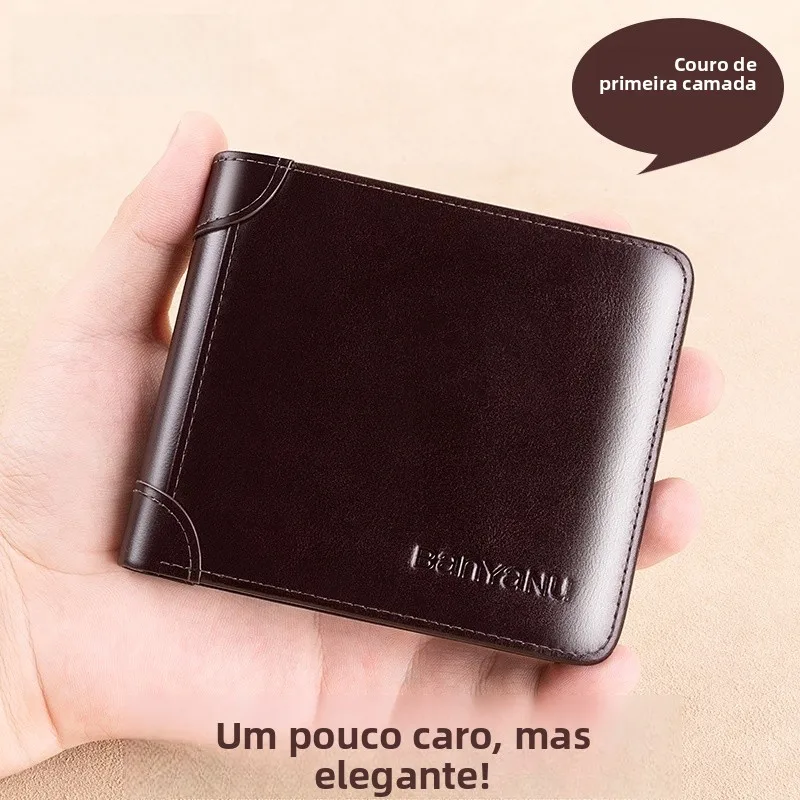 high-end-top-layer-cowhide-leather-wallet-short-style-for-men-and-women-genuine-leather-bifold-compact-size-for-id-and-cards