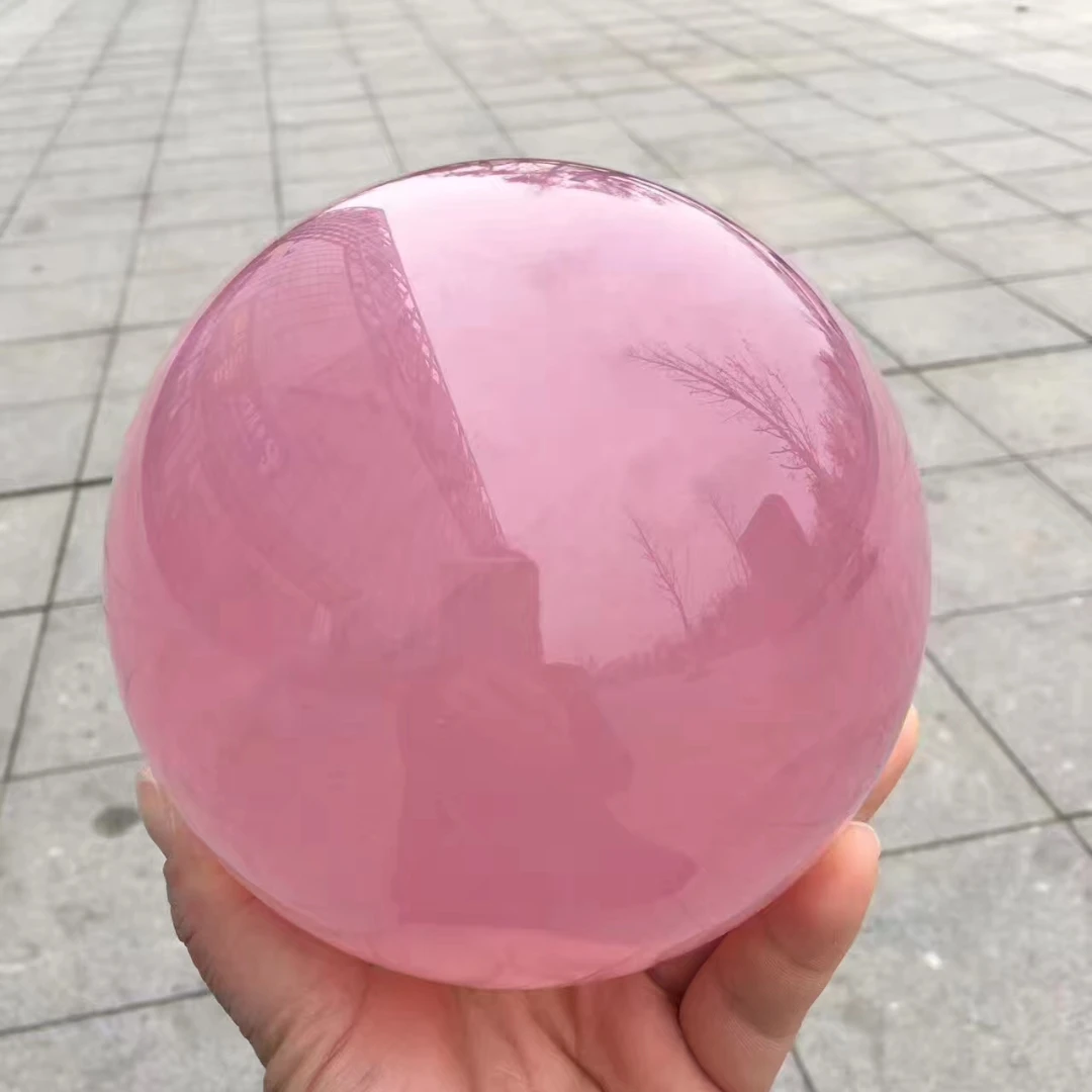 Boule de guérison en cristal de Quartz Rose 100 naturel, sphère + support, 100% mm