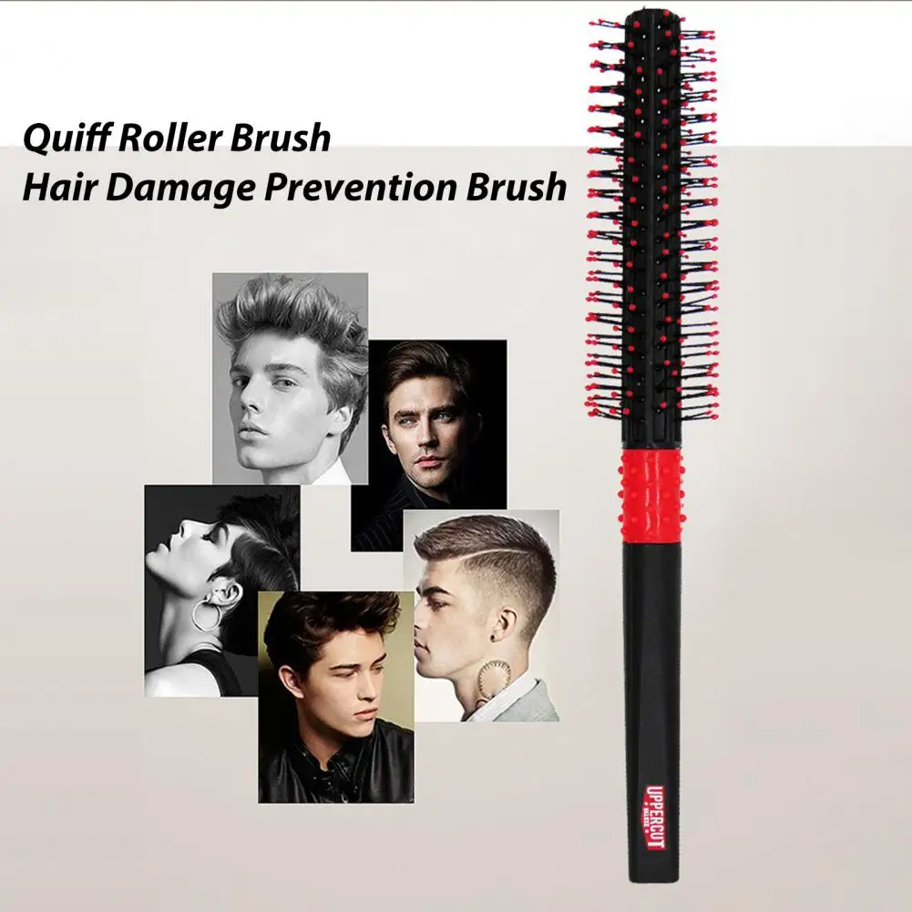 Quiff Roller Round Brush Ball Tip Bristles Non-slip Handle Blow Drying Short Hair Styling Comb Hairdressing Tool