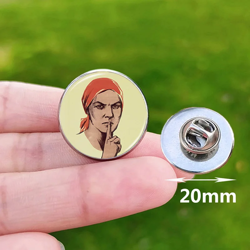 CCCP Soviet Badges Russia Brooches Communism Insignia Symbol Handmade Charm Glass Brooch For Men Accessories Jewelry