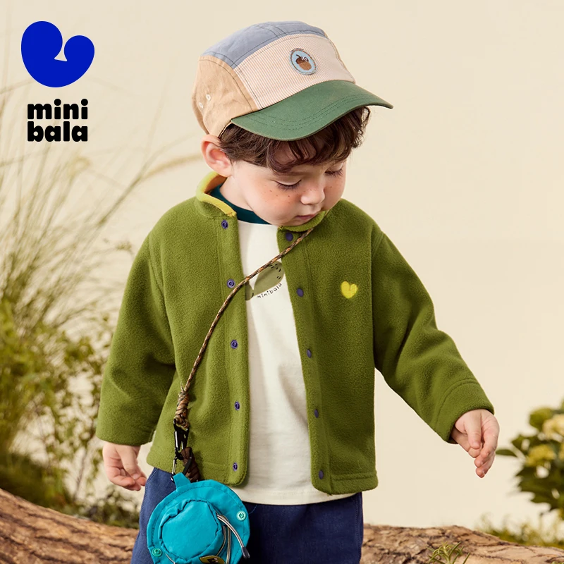 

Mini Bala Kids Plush Coat 2025 Autumn New Anti Static Fleece Warm Top for Babies