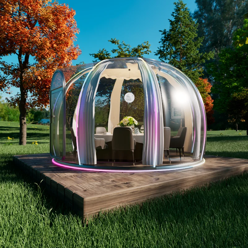 Outdoor Waterproof Luxury Polycarbonate Bubble Dome Tent House with Bathroom Hemisphere Tent Modular