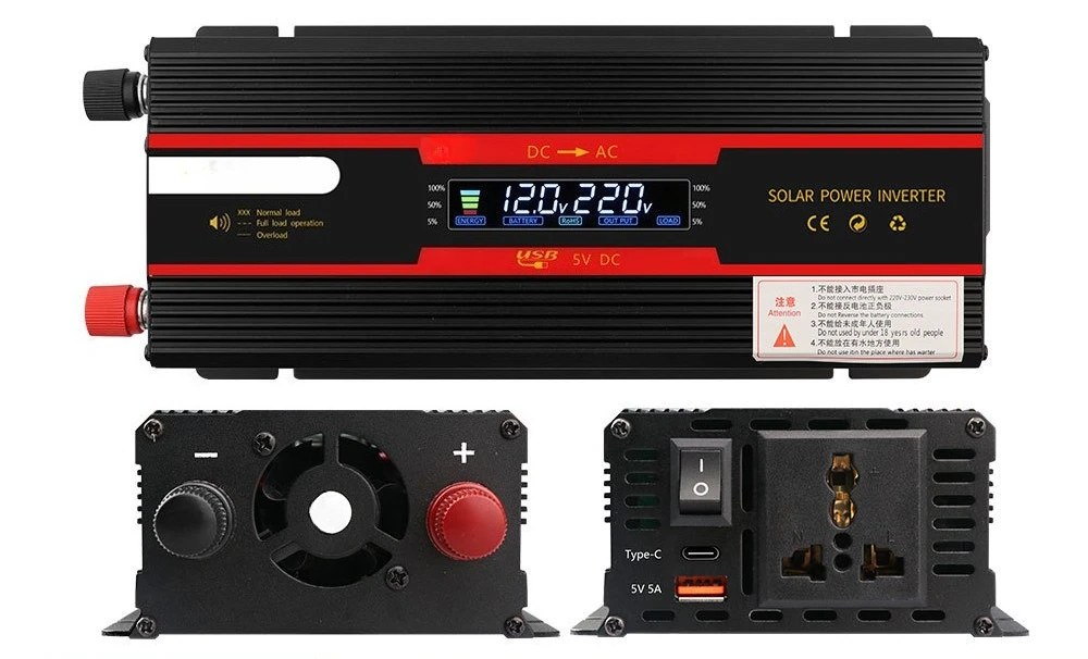 Car inverter 12v & 24v to 220v2000w household LCD digital display power conversion