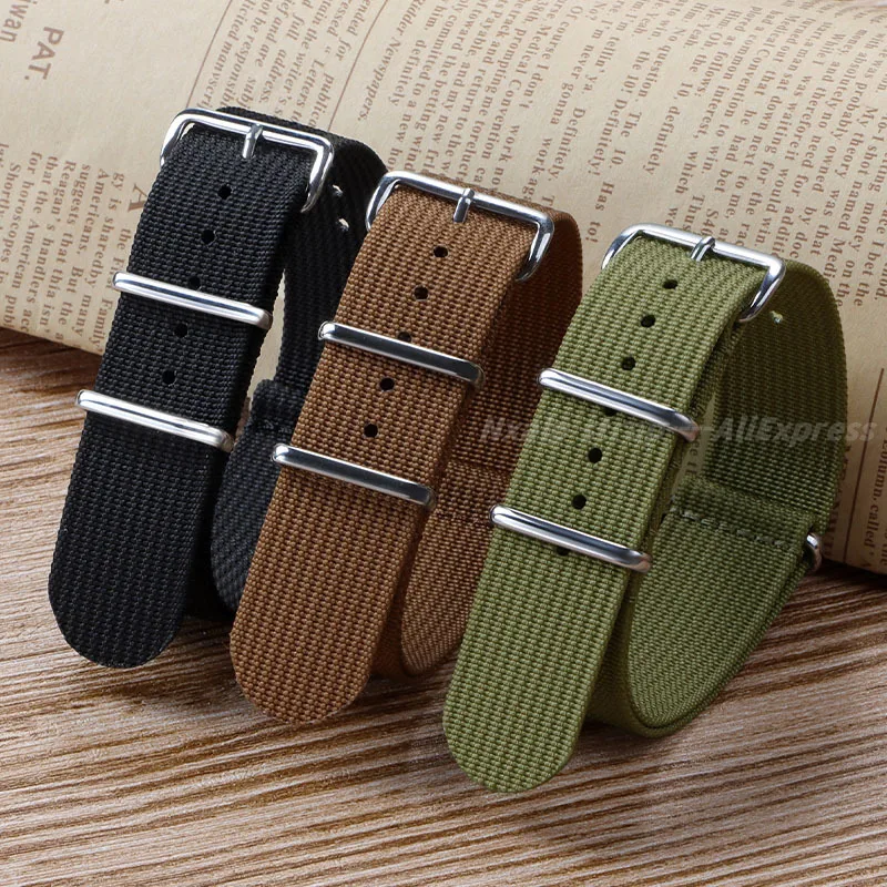 Ribbed Nylon Watch Strap 18mm 20mm 22mm Band for Seiko for Tudor Braid Watchband Men's Army Military Sport Bracelet Replacement