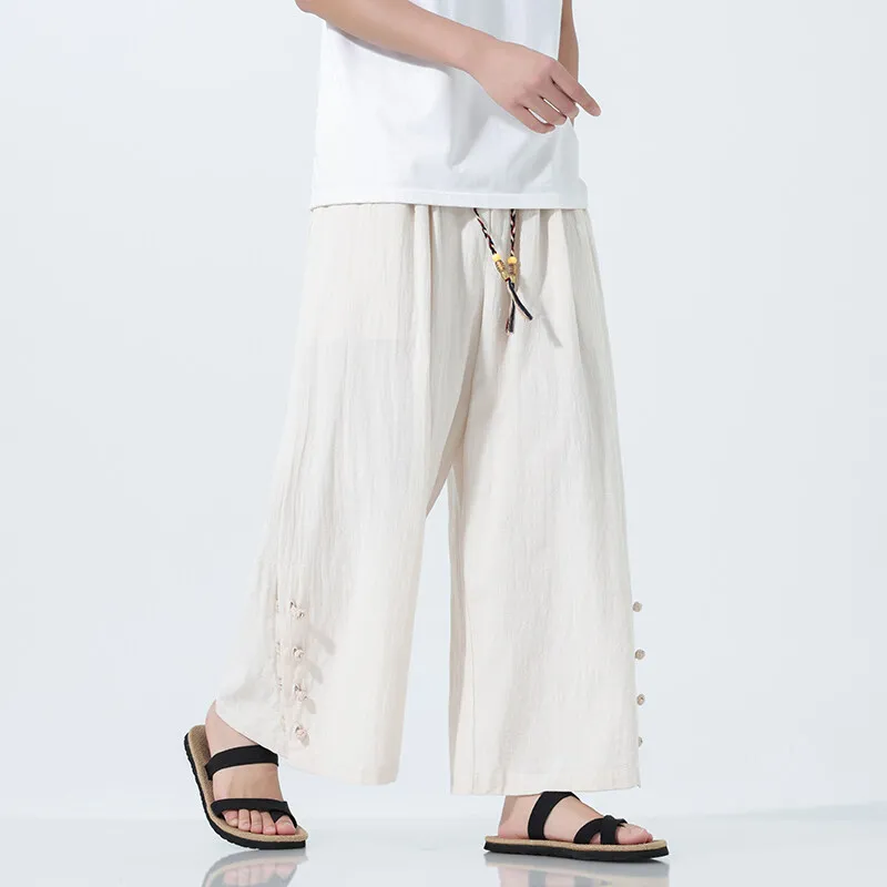 

Summer Loose Cotton Linen Casual Trousers Harem Pants Men's Chinese Style Ankle-length Sweatpants Men Clothing