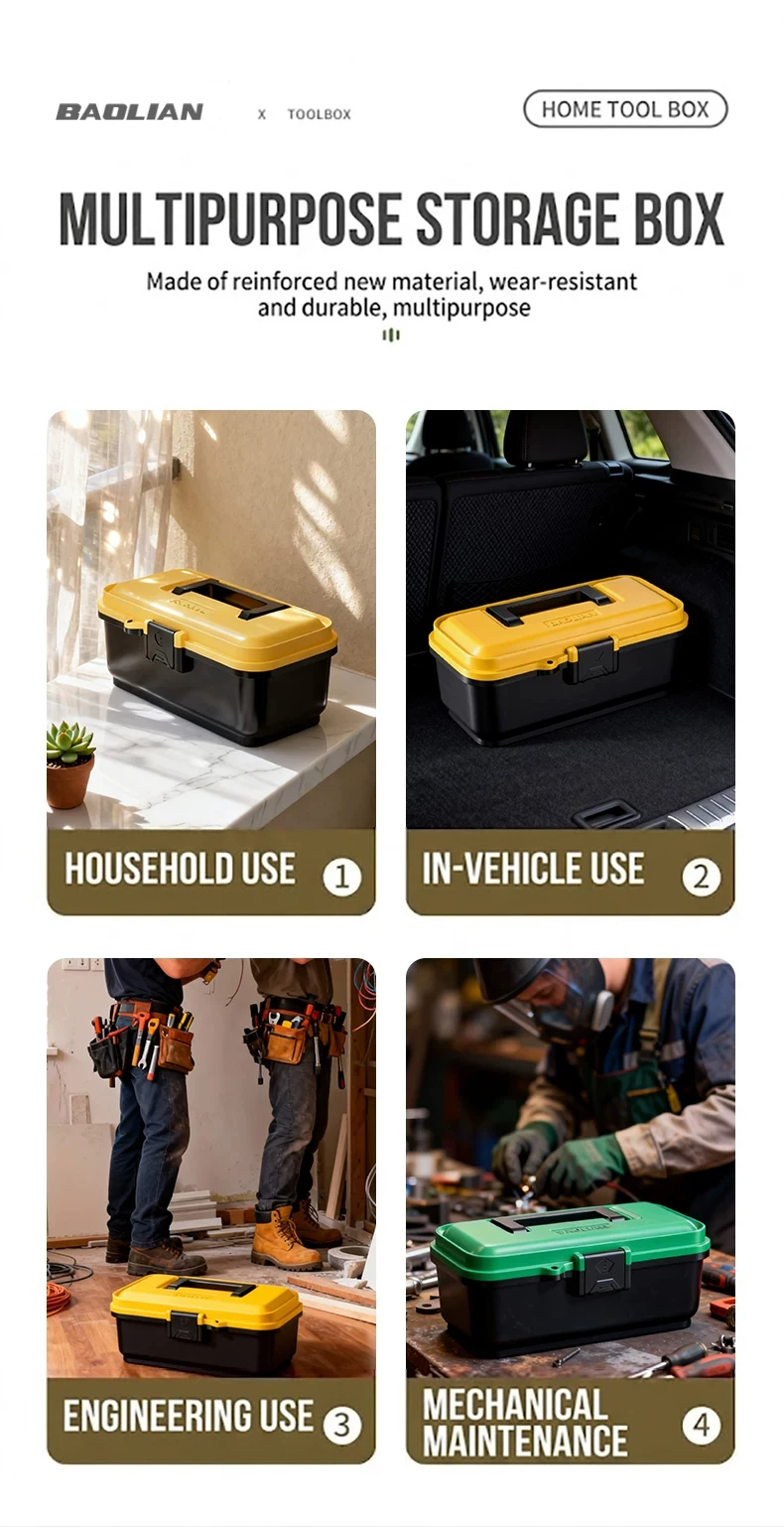 BAOLIAN Industrielle, minimalistische, tragbare Werkzeugkiste für Zuhause, Autoreparatur, Hardware, Elektriker, Aufbewahrungsbox, modisch – Detail 17