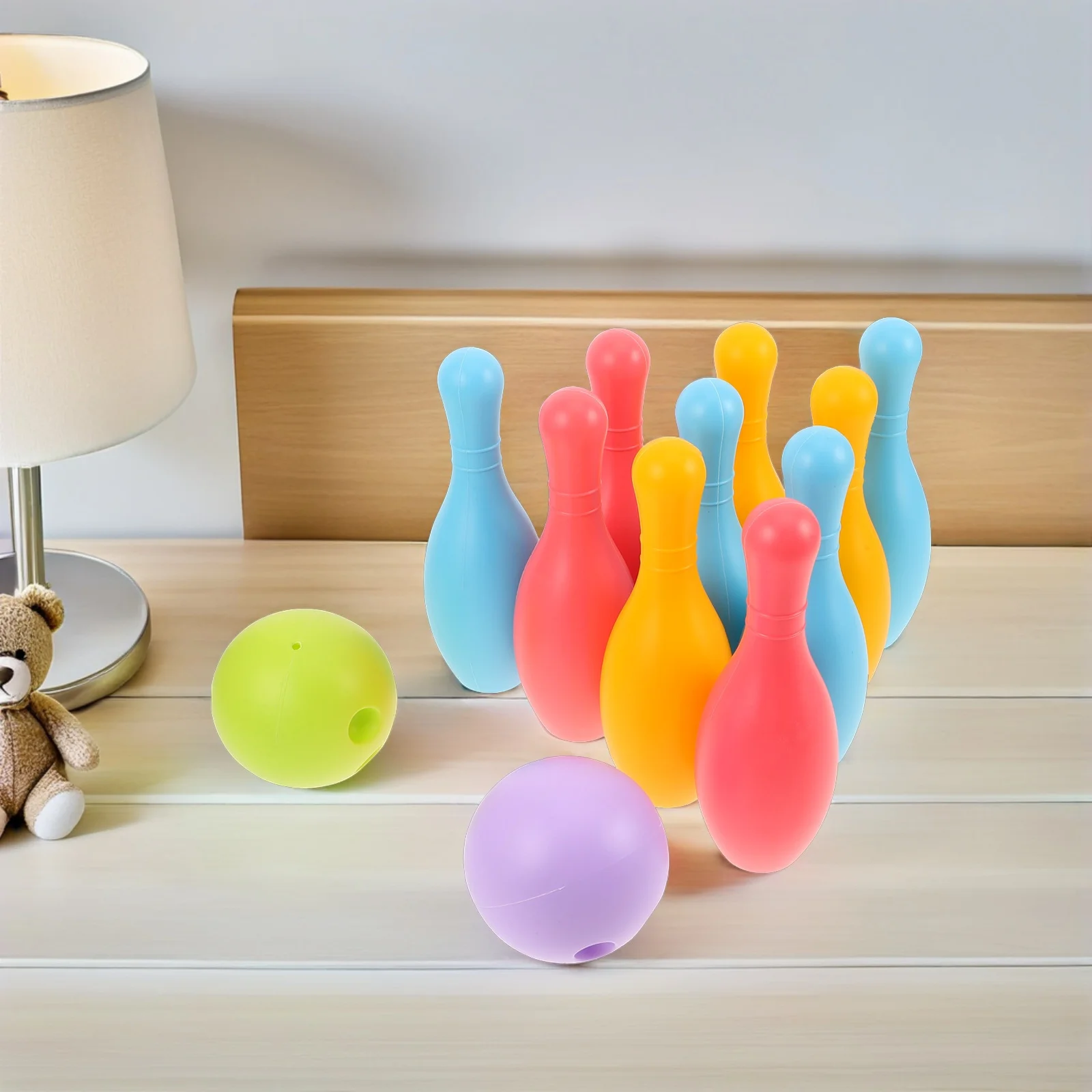 

2Sets Kids Bowling Set Plastic Lightweight Pins Balls Indoor Outdoor Game Party Preschool Activity Hand Coordination