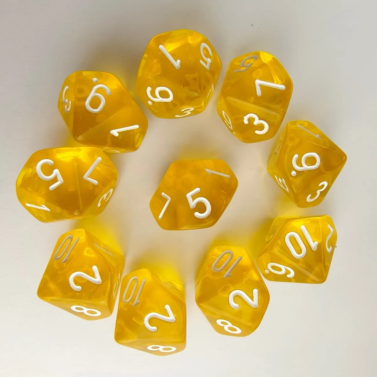 Transparent Acrylic Polyhedral Dice Set of 10 Pcs, Multi Sided Number Dice, Tabletop Role Playing Game Dice for Table Board Game
