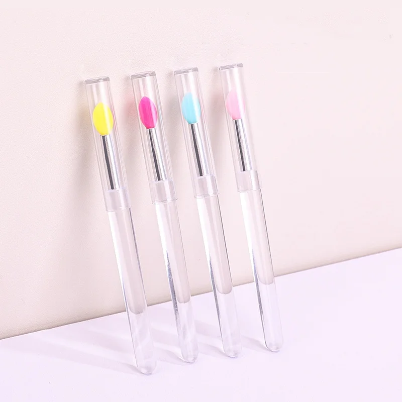 5pcs Multifunctional Silicone Nail Brush Reusable Universal Mirror Powder Pigment Nail Arts Tool Nail Powder Applicator Sticks