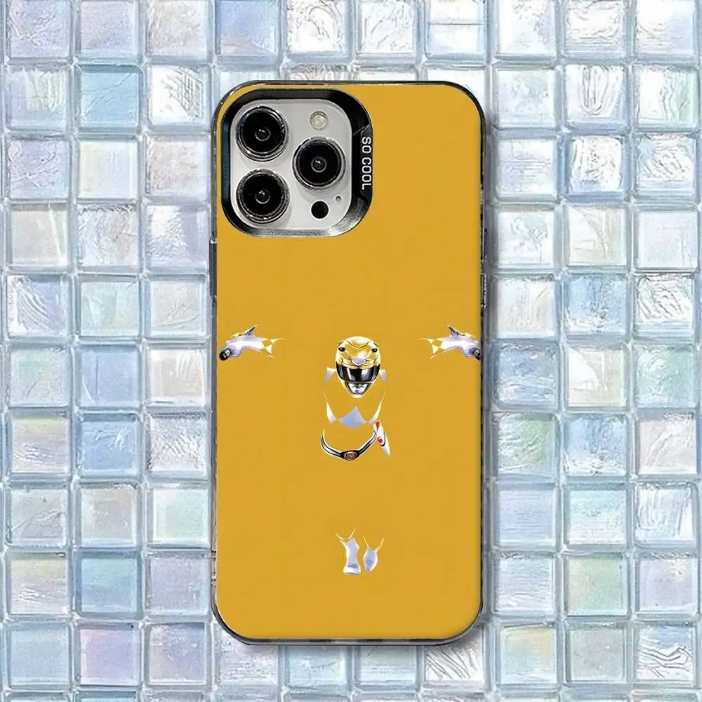 حافظة هاتف P-PowerS MMPR R-RangerS لهاتف iPhone 16,15,14,13,12,11,8,7,Pro,Max,Plus,Mini,XS,SE غطاء غير لامع مقاوم للصدمات