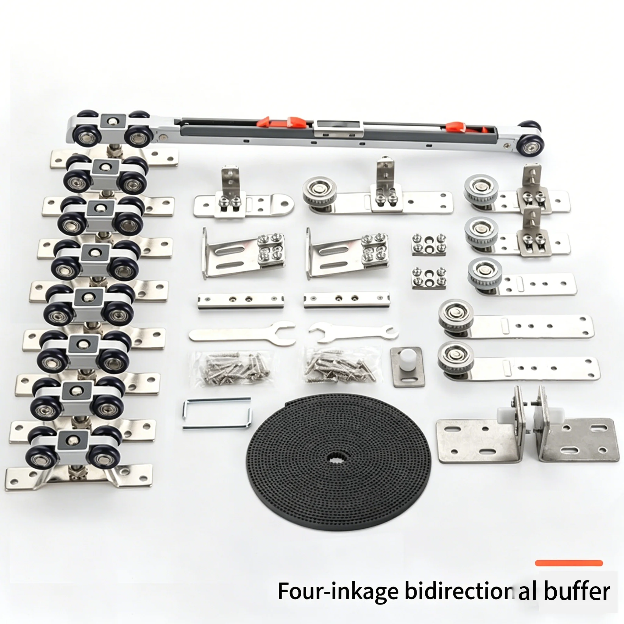 Soft Close Sliding Door Hardware Kit, 2/3/4/5 Panel Door Roller Track With Buffer, Full Set For Kitchen Cabinet Closet Doors