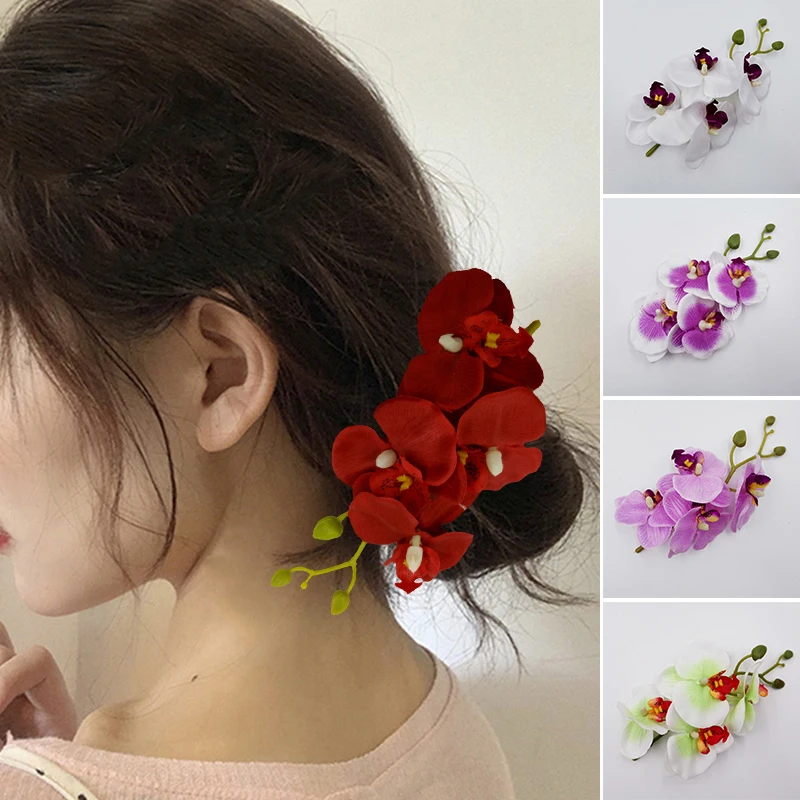 1PC Fashion Flowers Hair Clips Women Bohemia Bridal Orchid Hairpins Wedding Accessories Girls Barrette Beach Hair Accessories