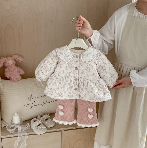 Girls' Autumn Winter Cotton Clothes 2025 Princess Style Cute Double-layer  Autumn and Winter Floral Comfortable Versatile Coat