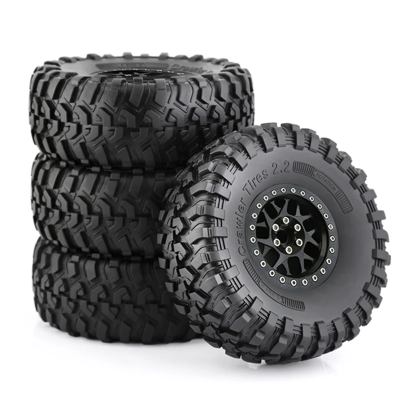 

4Pcs 135mm Metal 2.2inch Beadlock Wheel Rim Tire for 1/8 1/10 RC Crawler Car SCX10 Wraith RR10 Capra TRX4 [No.68 Toy]