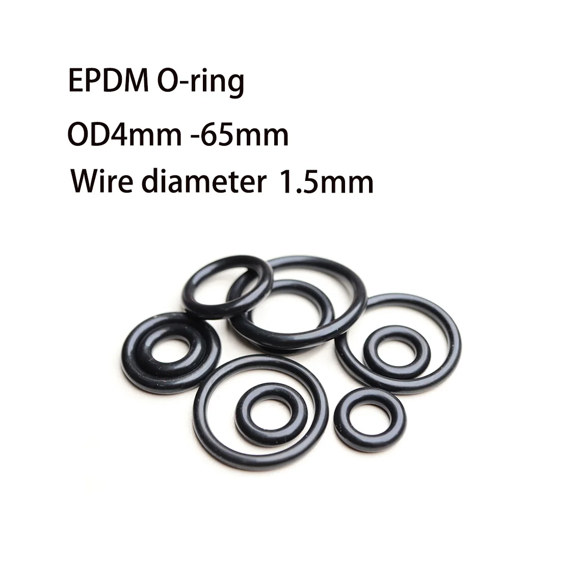 EPDM Rubber O-ring Large Overall Diameter 4/5/5.5/6/7/8/9/10/11/12/13/14/15/16/17/18/19/20-65 mm Thickness 1.5mm Stock EPDM Seal