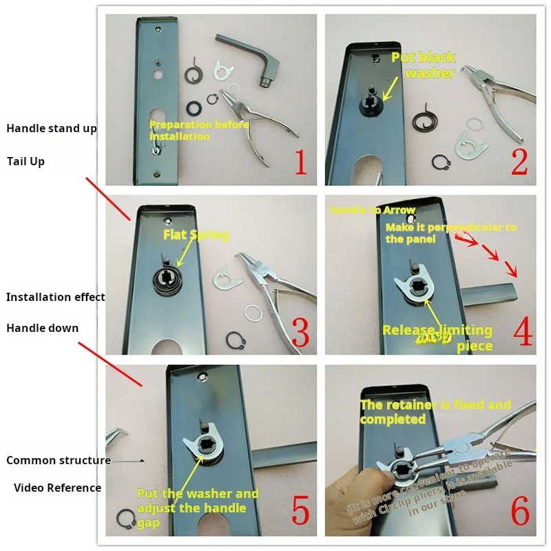 1PCS Zinc Alloy Anti-theft Door Handle Villa Entrance Door Pull Handle Lock Universal Accessory Antique Copper Color Non Rusting