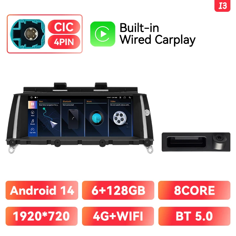 Draadloze Carplay Android 14 Auto Autoradio Voor Bmw X3 F 25 X4 F26 Cic Nbt Navigatie Ips Scherm Headunit 8Core 6G + 128Gb Gps Stereo