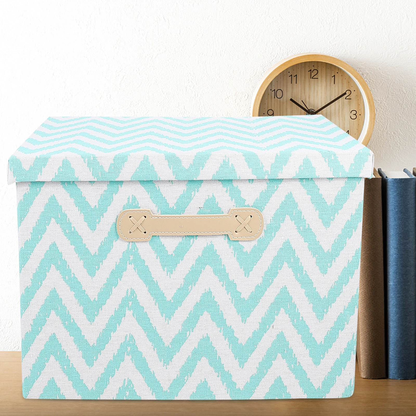 

1pc Fabric Storage Box Cube Organizer Bins Blue Collapsible Clothes Organizer Home Dormitory Use Large Capacity Home