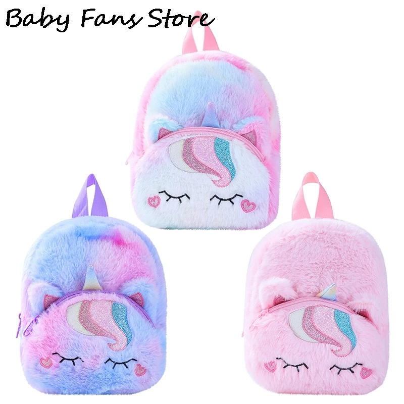 Girls Mini Schoolbags Unicorn Plush Stuffed Bags Baby Animal Backpack Lovely School Bags Shoulder Purse Cartoon Small Backpacks