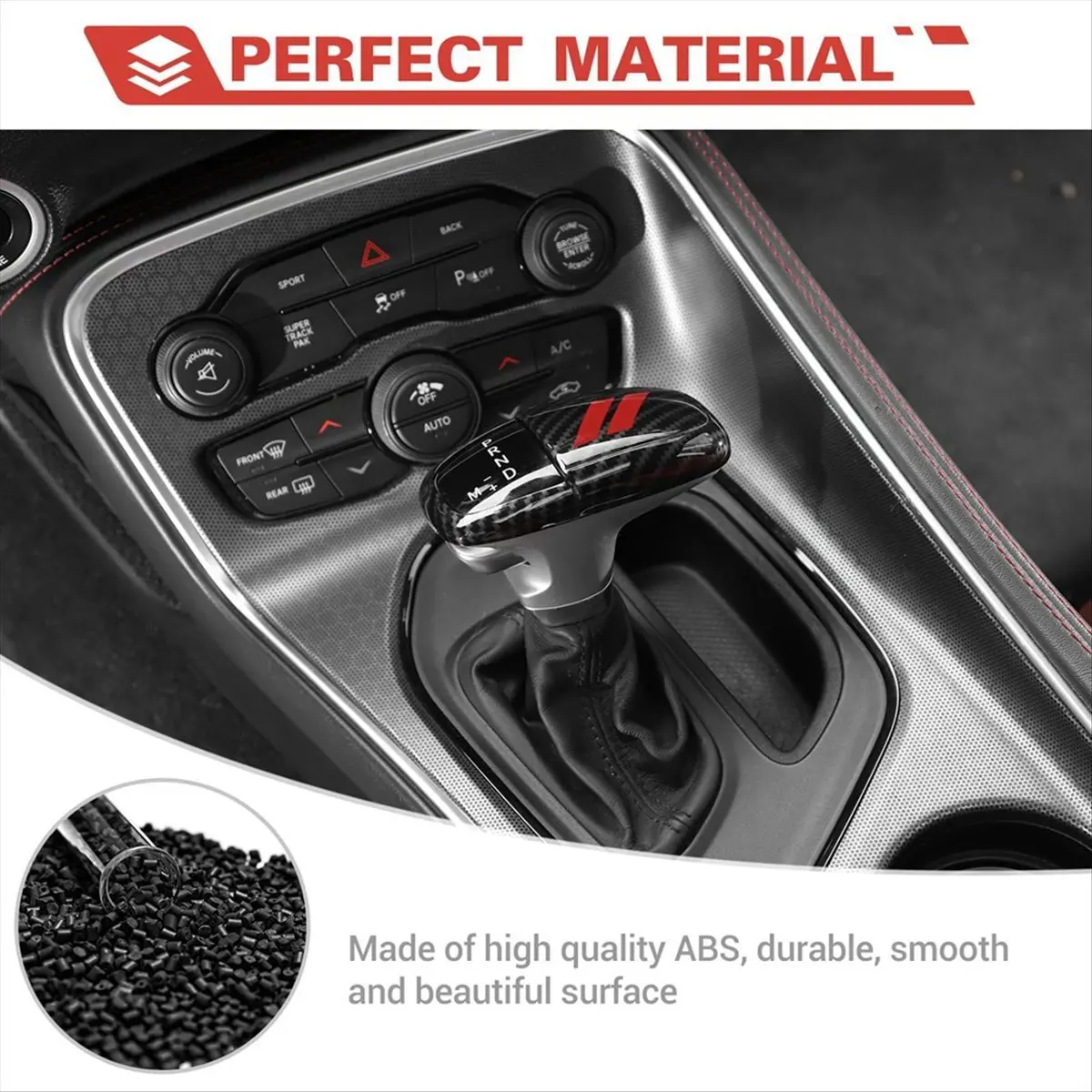 #40P (Carbon Fiber&Red)Carbon Fiber Gear Shift Knob Head Cover Trim for Dodge Charger A,Automotive Parts & Accessories view 4