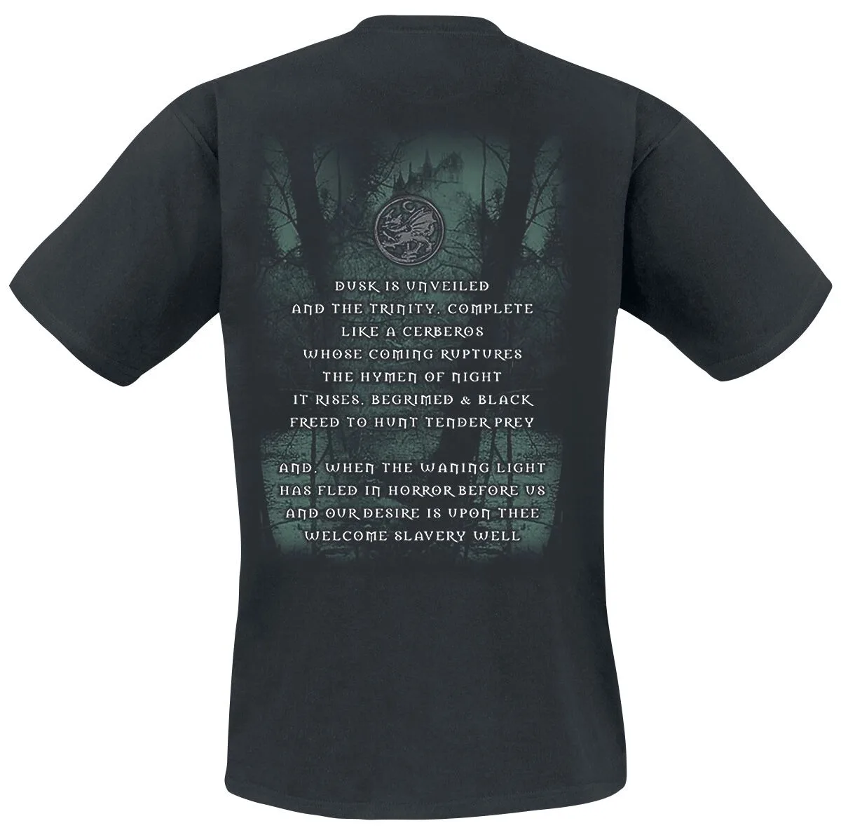 Cradle of Filth Band Dusk and Her Embrace Double Sided Print T Shirt, 100% Cotton Casual Neutral Tee, Black Metal Streetwear