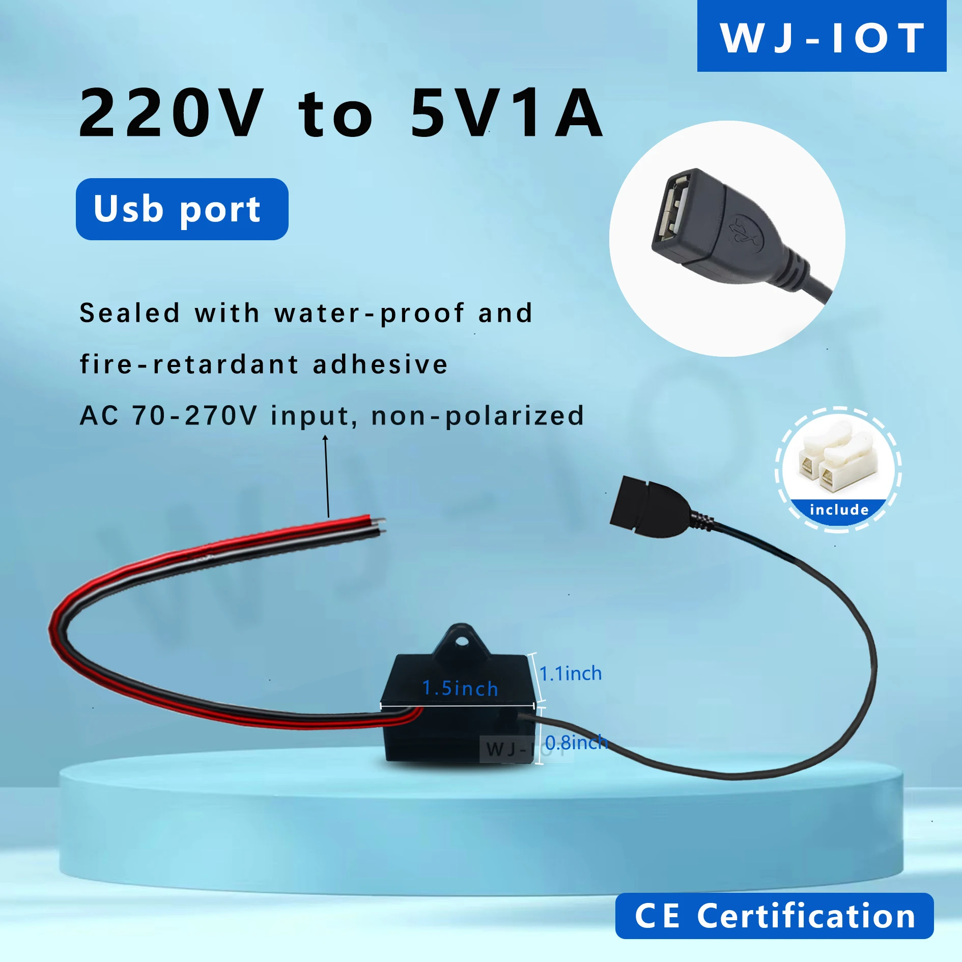 Waterproof 85-265V To 5V 1A/2A Wireless Video Camera Power Transformer Household Power Supply WiFi Monitoring Adapter USB Port