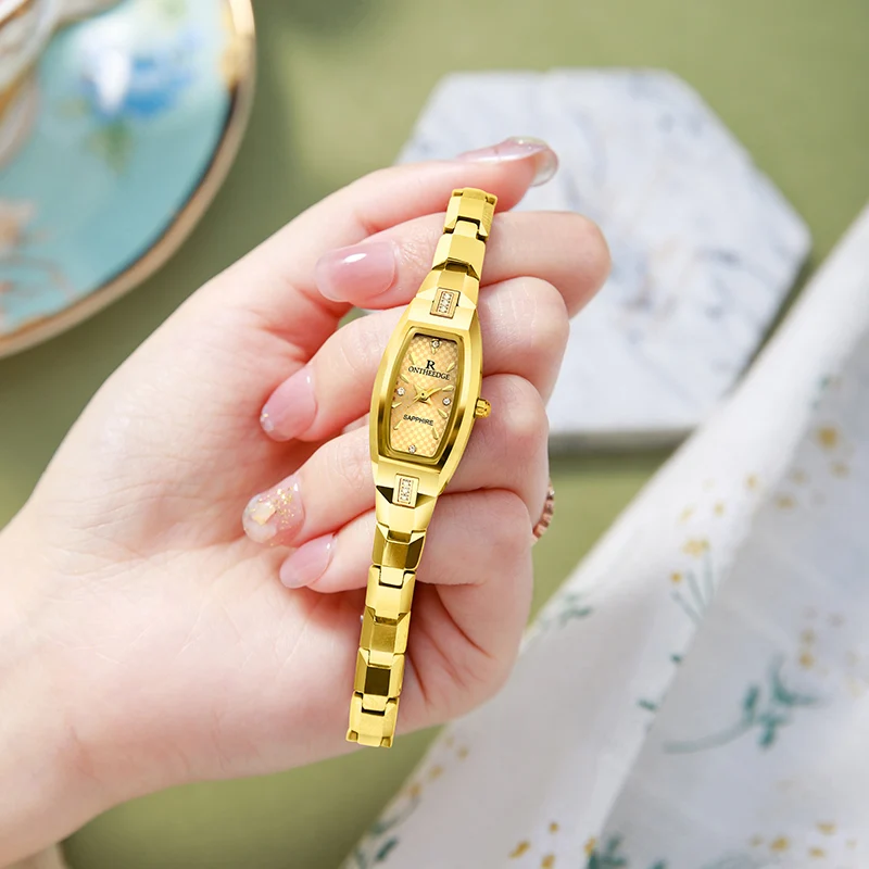 여성용 쿼츠 시계, 럭셔리 텅스텐 스틸 팔찌, 심플 로즈 골드, 럭셔리 여성 시계, 패션