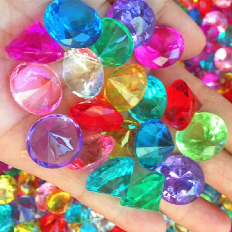 50pcs Colorful Pirate Cosplay Props 20MM Faux Diamond Jewels Treasure Chest  Acrylic Crystal Gems Kids Child Birthday Party Toy