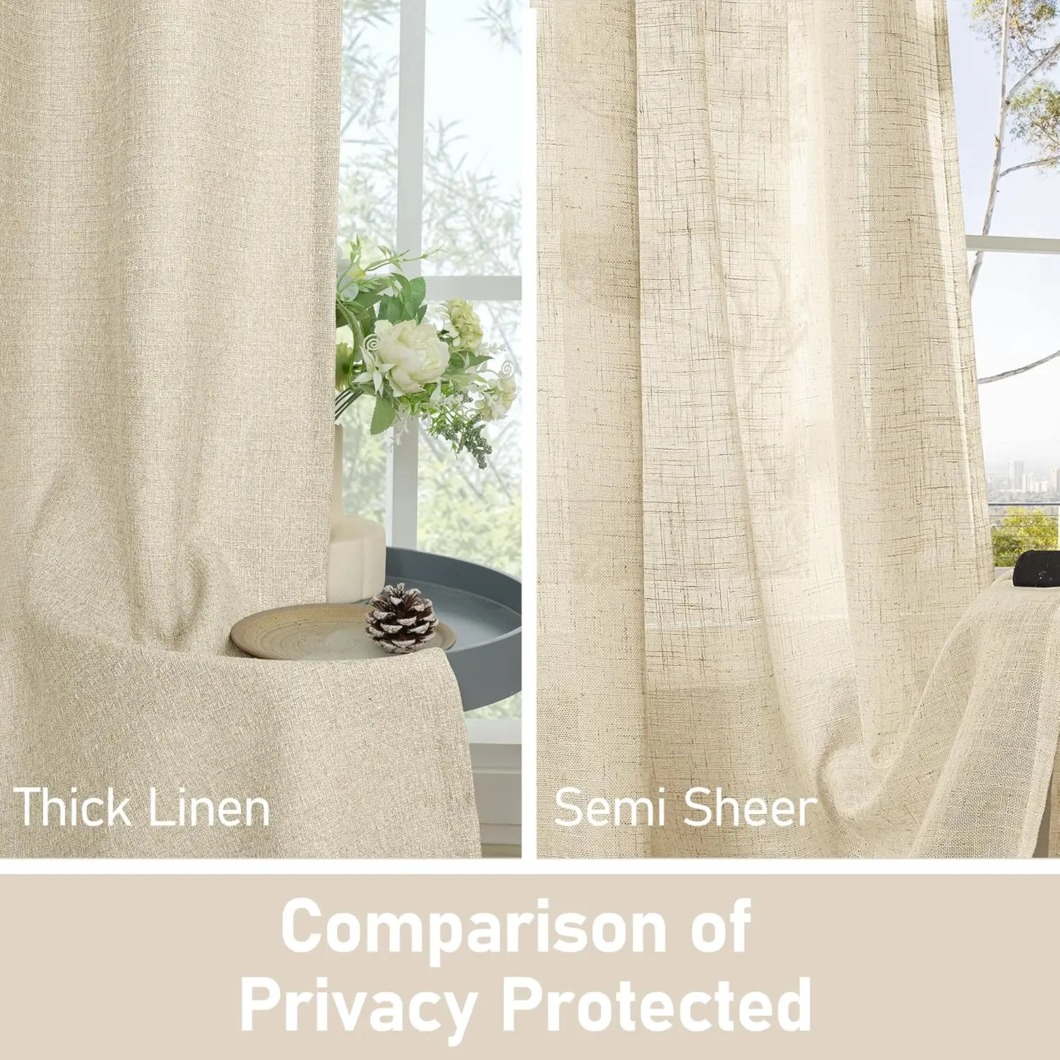 Lamit-cortinas de lino Beige Natural para dormitorio, cortinas neutras de arpillera gruesa con aislamiento térmico de 102 pulgadas para granja