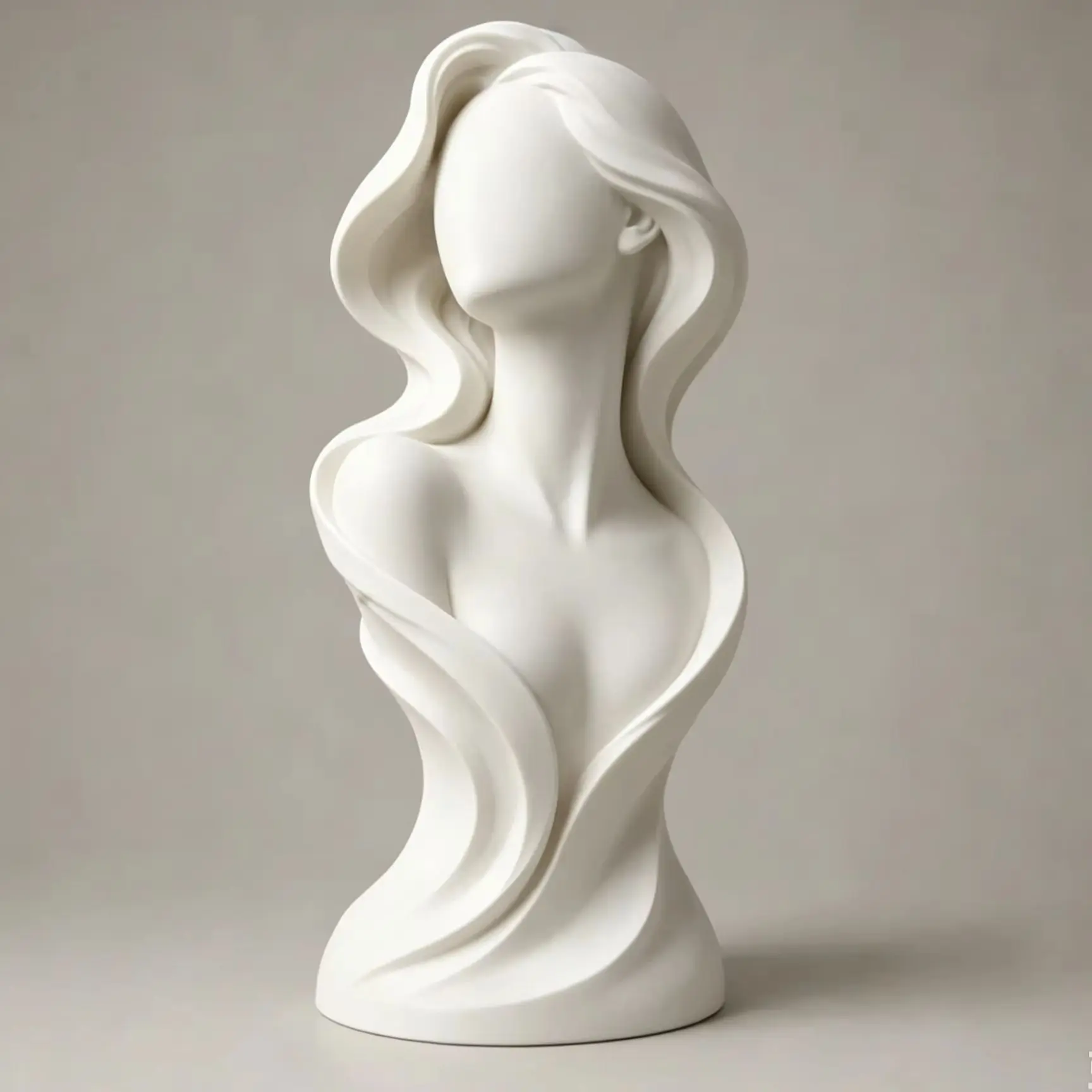 size5*4*10cm Flowing Curve Female Bust Statue White Modern Abstract Art Tabletop Decor Figurine 3D printing has slight flaws