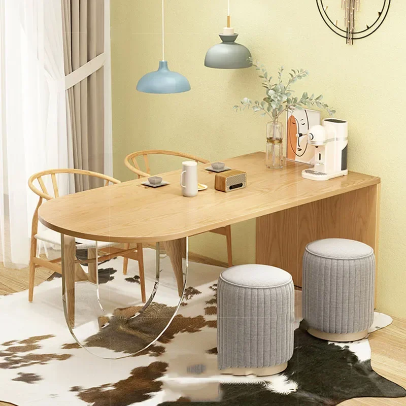 

m Design Acrylic Dining Table Wooden Waterproof Nordic Elegant Dining Table Minimalist Modern Mesas Kitchen Furniture m