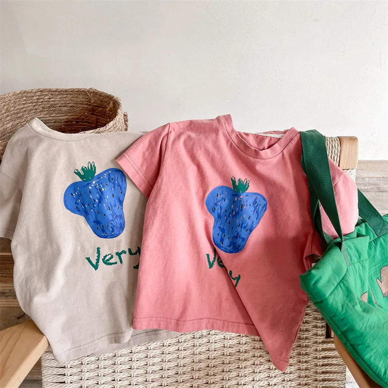Girls T-shirts 2026 Summer Short-sleeved Tops for Kids Cartoon Fashion Children Tees Toddler Undershirts Cotton Baby Outfits