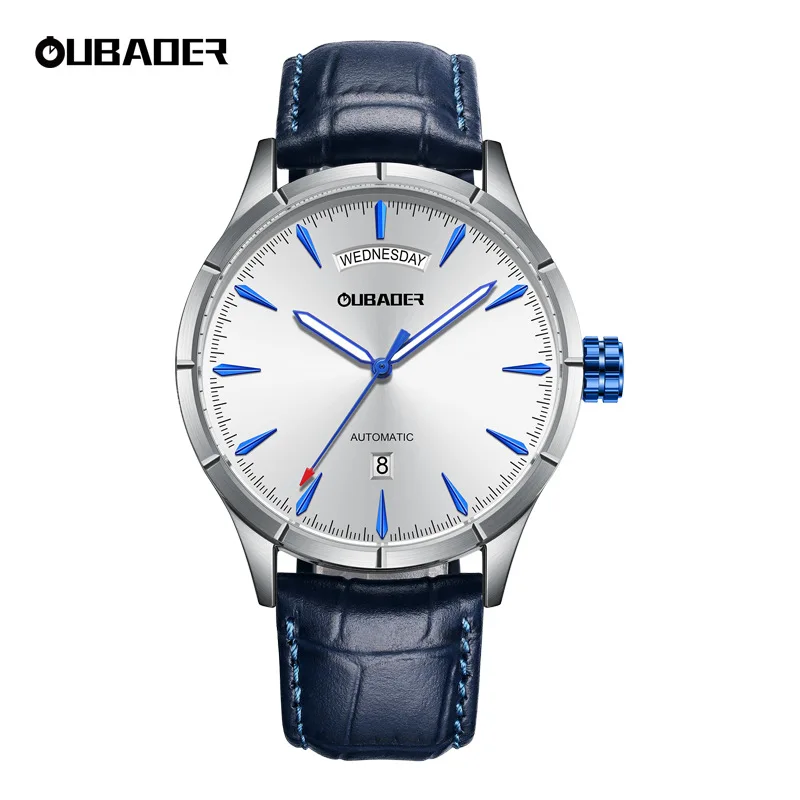

Automatic Men's Watches Leather Day Date Mechanical Dress Wristwatch Waterproof Clock for Men Army Montre Homme